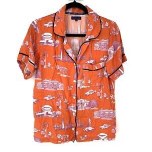 Katie Kime Toile New York Pajama Top Orange Women's Size XS